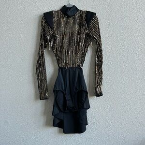 Black/Gold sequin dance costume by Weissman